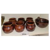 Vintage Rego Mild, Hot Salsa Crocks, Bowl w/Handle