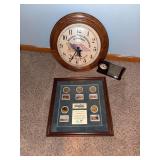 NRA Limited Edition Print of the Year stamp and coin set, NRA wall clock, desk clock with picture holder