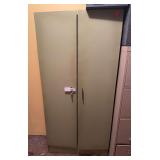 Metal 2 door cabinet with 5 shelves 63 x 30 x 12