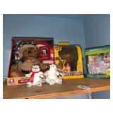 Theodore Roosevelt limited edition talking bear, 2 Coca Cola polar bears, Walt Disney Fox and Hound book and stuffed animal set, Luv Cubs bear