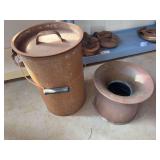 Vintage ash bucket with lid, brass spittoon