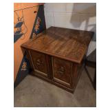 Square end table with storage doors, 26”sq x 20.5”h