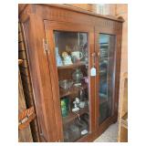 Vintage curio cabinet ( no contents)  48” h x 36” w x 12” d. 2 door 4 shelves
