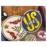 US tires porcelain sign, Texaco, cities service , bird sign