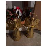 Metal angels, rocking horse, center piece, tins,