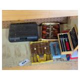 Carving tools. Exacta knife,awl, misc