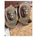 Pot metal lion head wall planters