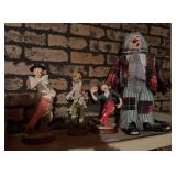Vintage clowns  3 ceramic 10”-11” 1 cloth clown 19”