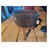 Cast iron pot on stand 22” dia x 23” tall