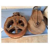 Vintage Metal & Wood Single Pulley, vintage metal pulley