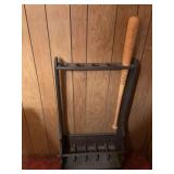 Vintage rifle floor standing rack and signed wooden bat
