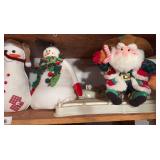 Plush snowmen, Santa, plastic angel