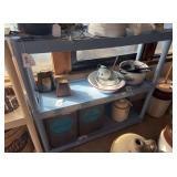 Blue plastic shelving unit