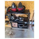 2 metal shelves( excludes contents), scroll saw parts