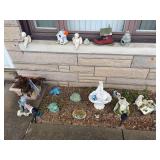Yard art, planter, bird houses