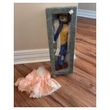 Vintage hobo clown doll, doll dress