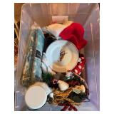 Nut cracker, reindeer plates, misc Christmas decor