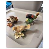 2 tubs place mats, table runners, wax lmelts, cloth napkins, picture frames,  Lenox owl, Lenox turtle dove, Lenox red wing black bird and several knickknacks