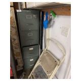 Metal 4 drawer file cabinet, step stool