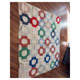“Grandmothers Flower Garden” hand quilted quilt 68” x 81.5”