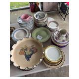 Large lot of plates, fluted edge serving plate, miscellaneous