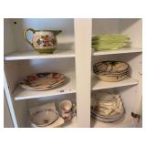 Stoneware dishes and bowls, , pitcher, 3 corn on cob holders