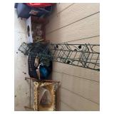 CD rack, sewing basket. Ornaments , misc