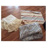 Twin bedspread, eyelet dust ruffle, southwestern blanket