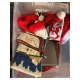 Stockings, snowman box, cushioned mat, towels, placemats, soft snowman