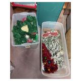 Garland, ornaments, small Christmas trees