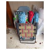 Bag chairs, folding chairs, metal chair