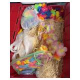 Tub of mardigra items, Hawaiian decor
