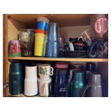 2 shelves of misc cups and mugs