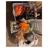 2 tubs of Halloween decor and costumes