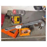 Pittsburgh pipe wrench, square, angle level