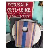 Game boards. Round plastic table, sign, table top