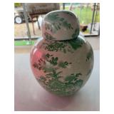 Ginger jar green and white (hair line crack)