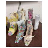 6 vintage porcelain Victorian shoes