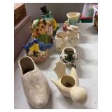 8 vintage planters, animals and shoe