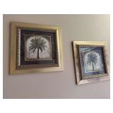Set of 4 plan pictures, clock, covered box