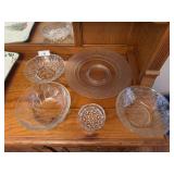 5 clear glass pieces