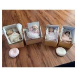 4 Philomene Studio porcelain dolls “Emily” (2)”Twinkle Toe Tracy” 1 has broken arm “Sophie”