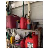 Gas cans, torch, vise, misc