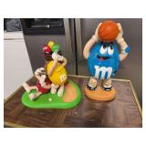 vintage Blue M&M Basketball Player Candy Dispenser made by Mars, Inc. in the 1990s. Yellow M&M character from the M&M