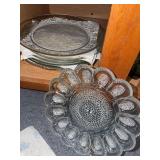 Glass serving trays, egg plate