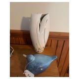 Pottery bird, pottery vase
