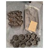 John Wright cast iron heart pan, Emig cast iron pan, unmarked cast iron pan,