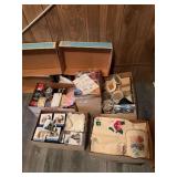 Norman Rockwell mugs, new dish towels, cook book, stones, misc