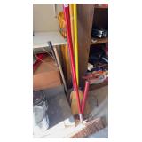 Brooms, push broom, shovel, tire pump