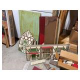 Vintage disassembled doll house and accessories